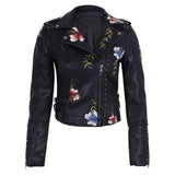 Embroidery Faux Leather Jacket